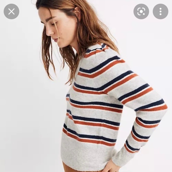 Like brand new Madewell v neck light gray striped sweater! - Picture 2 of 5